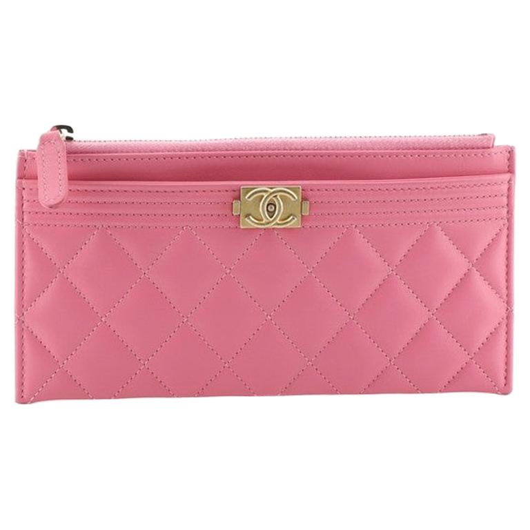 Chanel Boy Zip Pouch Quilted Lambskin Long at 1stDibs