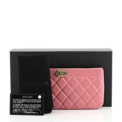Chanel Boy Zip Pouch Quilted Lambskin Small