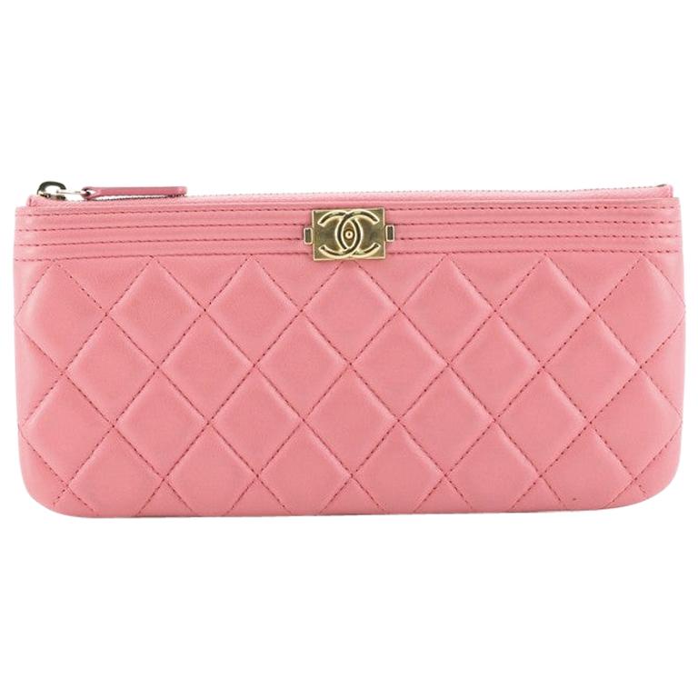 Chanel Boy Zip Pouch Quilted Lambskin Small at 1stDibs