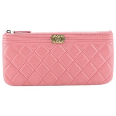 Chanel Boy Zip Pouch Quilted Lambskin Small