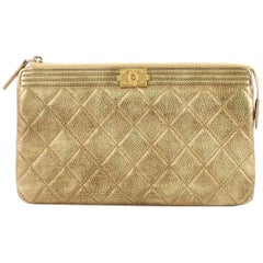Chanel Boy Zip Wallet Quilted Calfskin Long