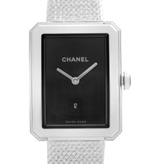 Chanel Boyfriend Tweed Motif Steel Black Dial Quartz Ladies Watch H4878