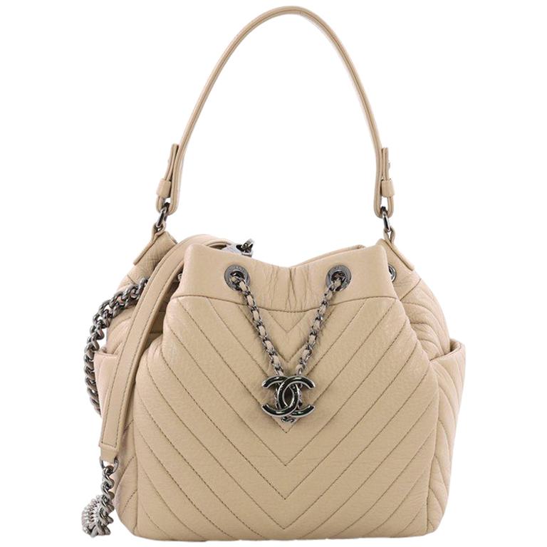 Chanel Boyish Drawstring Bag Chevron Sheepskin Small
