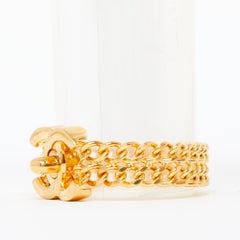 Chanel Armband 1996 Maxi CC Turnlock Double Golden Chain Armband Größe M