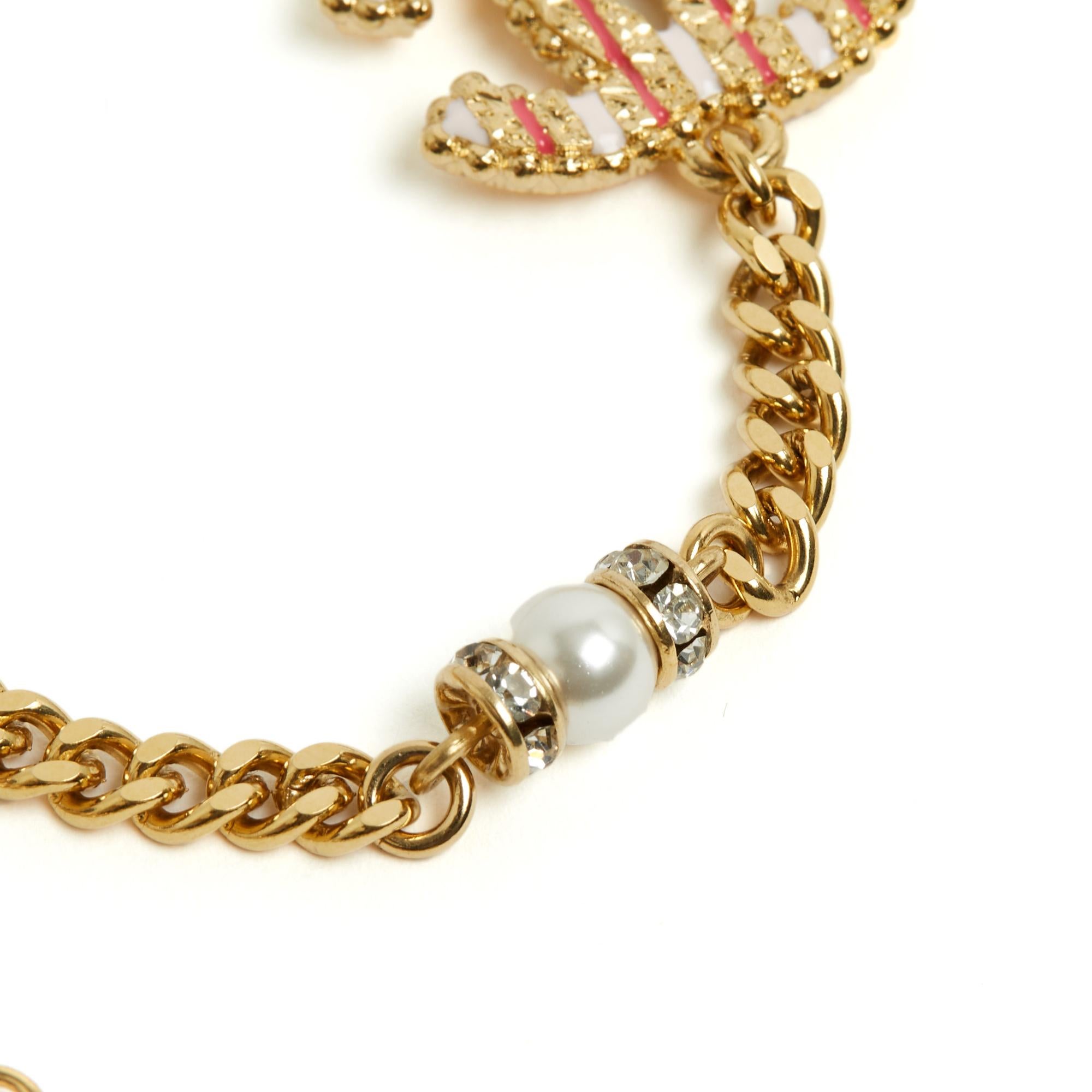 Chanel Pulsera 2024 Rosa Striped CC Chain Bracelet Pristine en Excelente estado para la venta en PARIS, FR