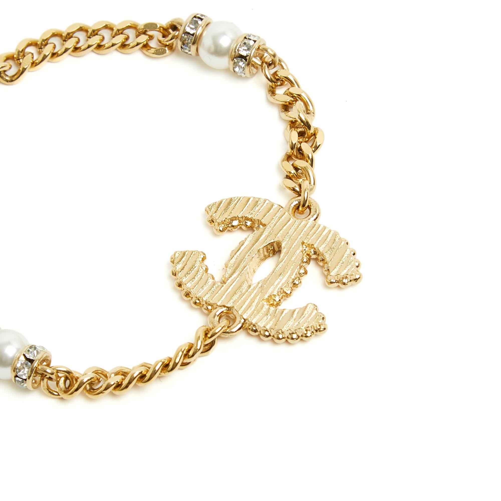 Femenino o masculino Chanel Pulsera 2024 Rosa Striped CC Chain Bracelet Pristine en venta