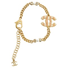 Chanel Bracelet 2024 Pink Striped CC Chain Bracelet Pristine