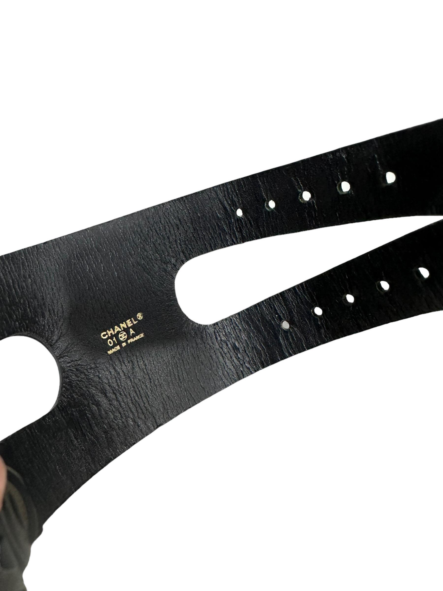 Chanel Bracelet Coco Print Black Leather For Sale 4