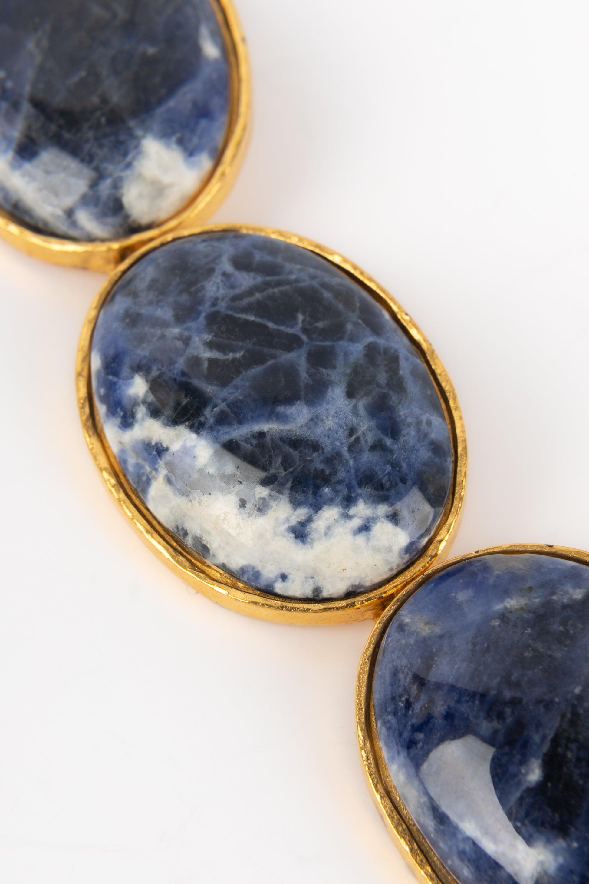 Bracciale Chanel Fall con cabochon di pietra dura blu, 1995 in vendita 1