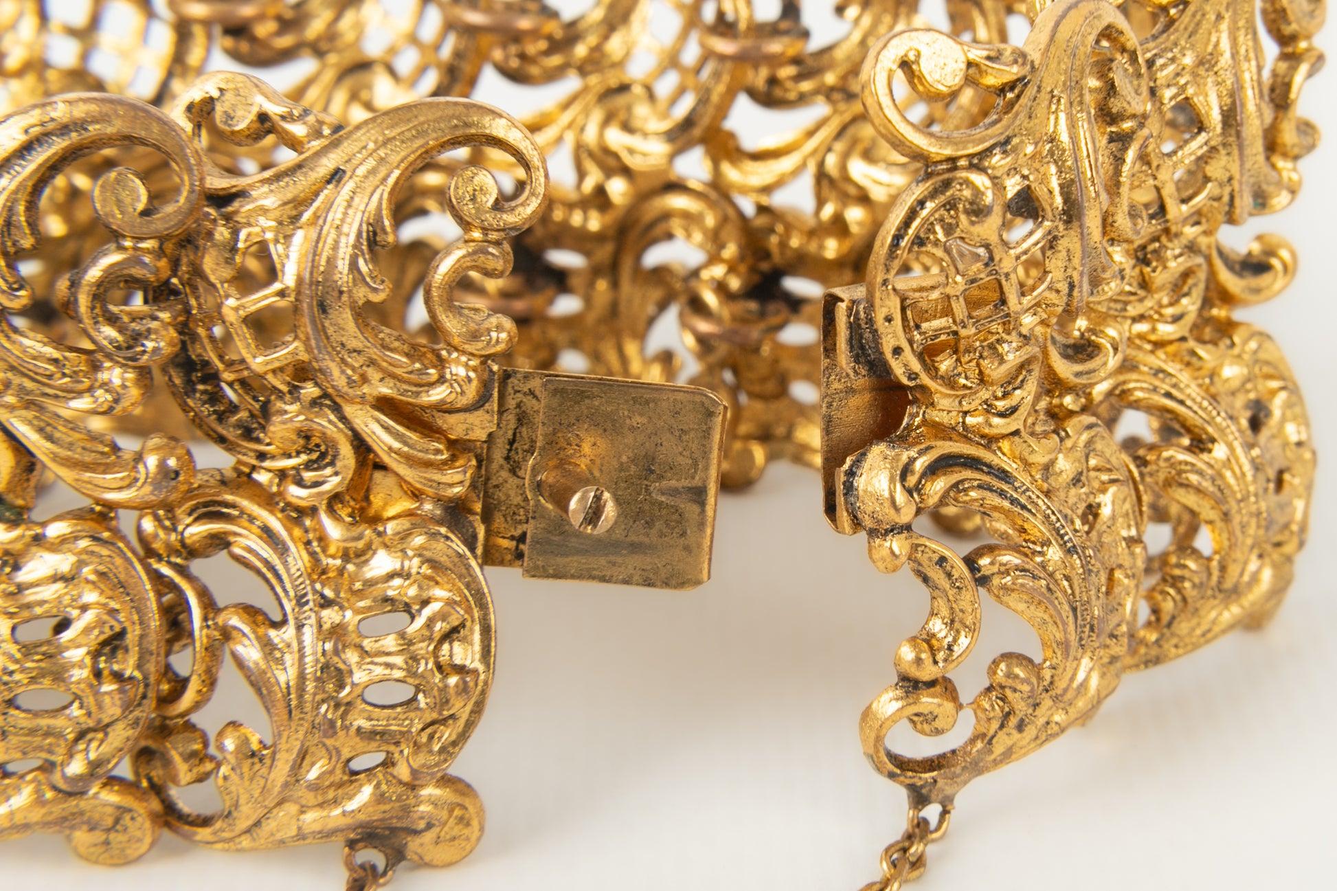 Chanel Bracelet Haute Couture Golden Metal Openwork For Sale 2
