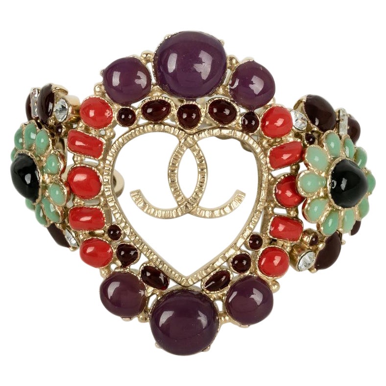 Chanel Pulsera de metal color champán, resina y brillantes Crucero, 2009