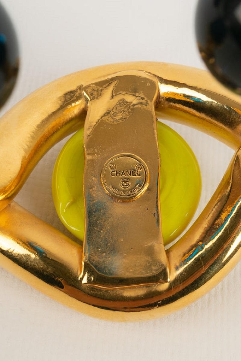 Chanel-Armband aus vergoldetem Metall mit gelben Glaspastell-Cabochons aus vergoldetem Metall im Angebot 4