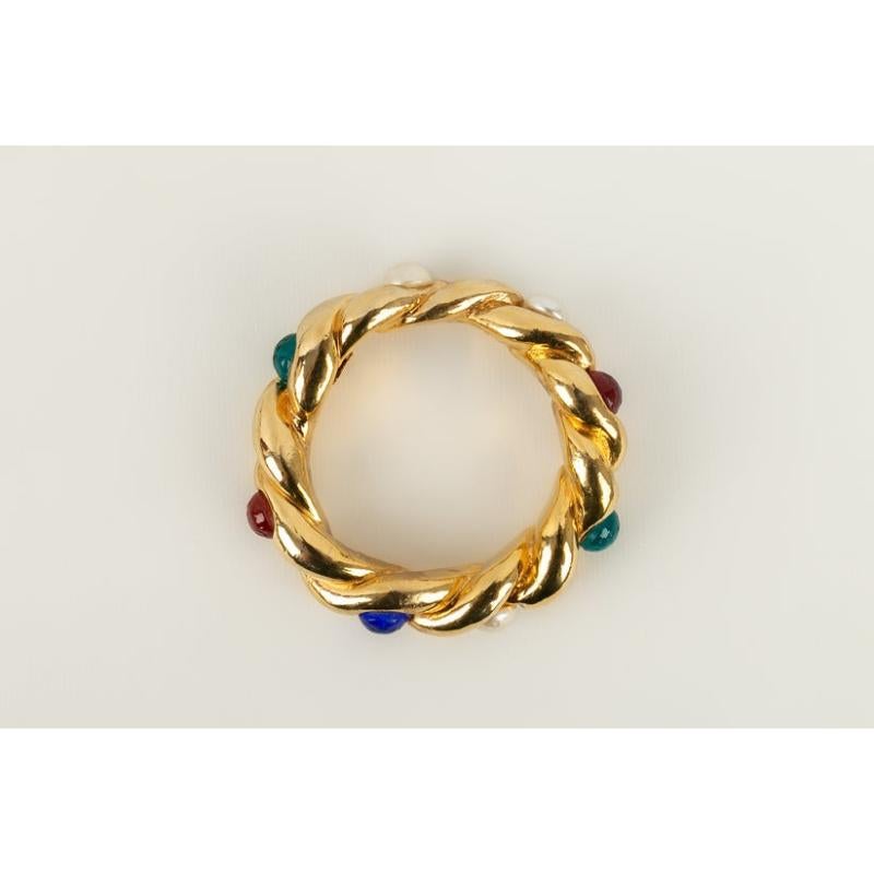 Chanel-Armband aus goldenem Metall und Glaspalette im Angebot 1
