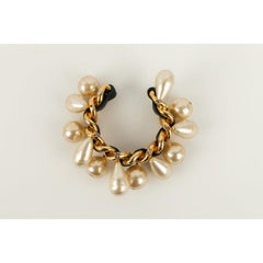 Chanel Bracelet Interlaced with Black Leather, 1990s