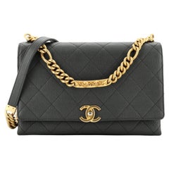 Chanel Bracelet On Chain Flap Bag Quilted Caviar Medium