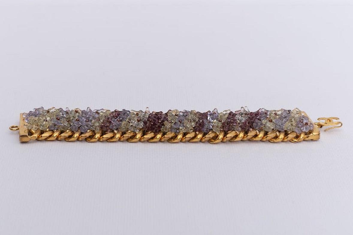 Chanel Bracelet with Articulated Gilted Metal Chains, Spring 1998 In Good Condition In SAINT-OUEN-SUR-SEINE, FR