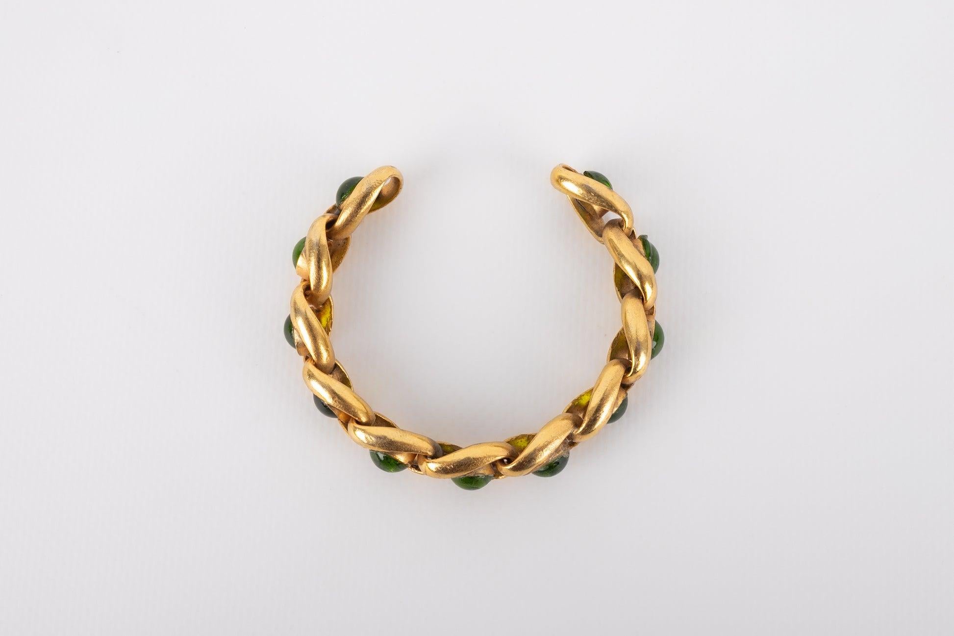 Women's Chanel Bracelet with Green Glass Paste