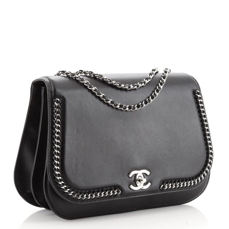 Chanel Chic geflochtene Klappe Tasche aus Kalbsleder Medium (Schwarz)