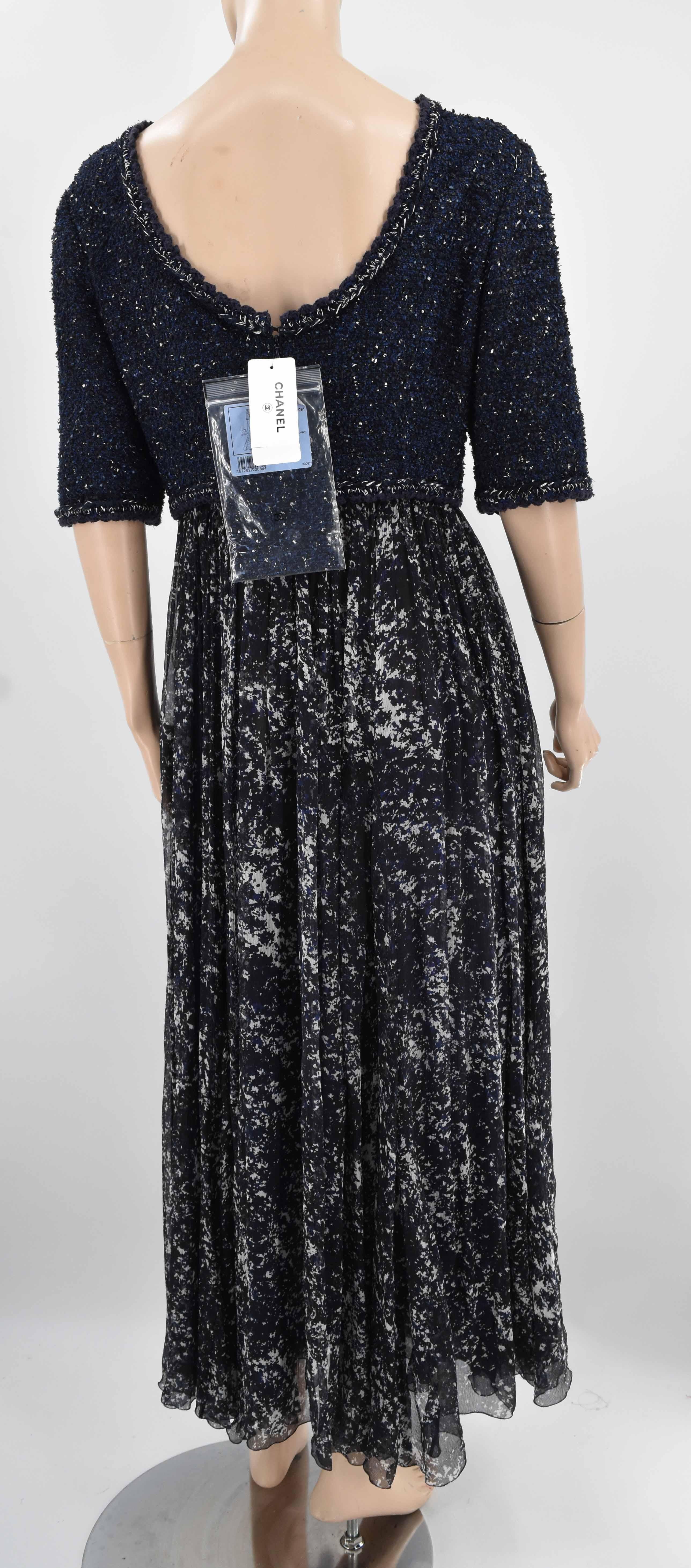 Chanel  Braided Trim Tweed Maxi Dress Interlocking CC logo Buttons 42 12P 2012 For Sale 2