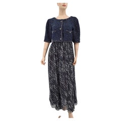 Chanel  Braided Trim Tweed Maxi Dress Interlocking CC logo Buttons 42 12P 2012