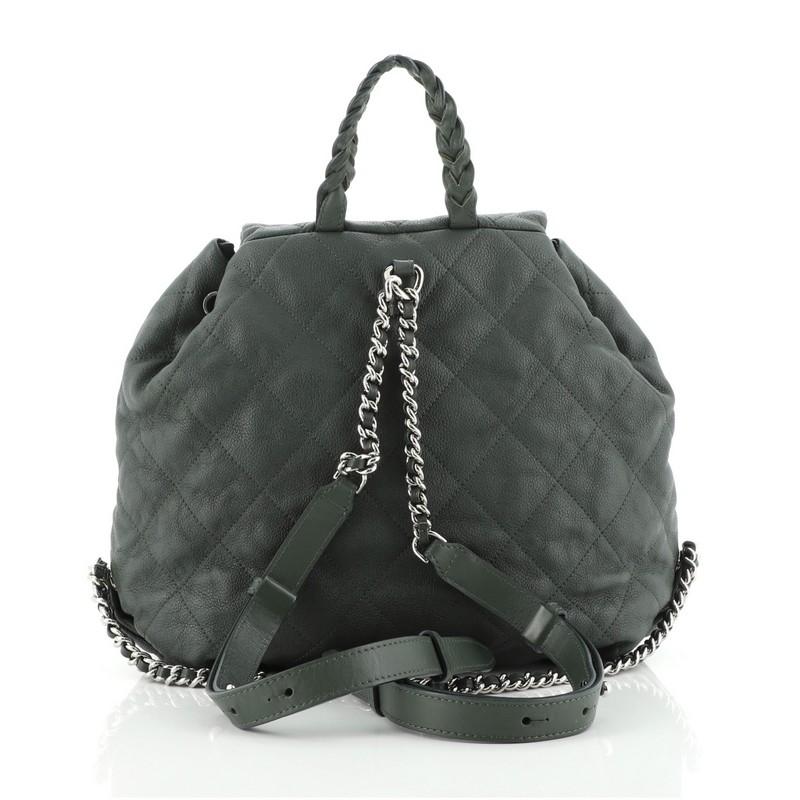 Black Chanel Braided With Style Drawstring Backpack Quilted Calfskin Medium