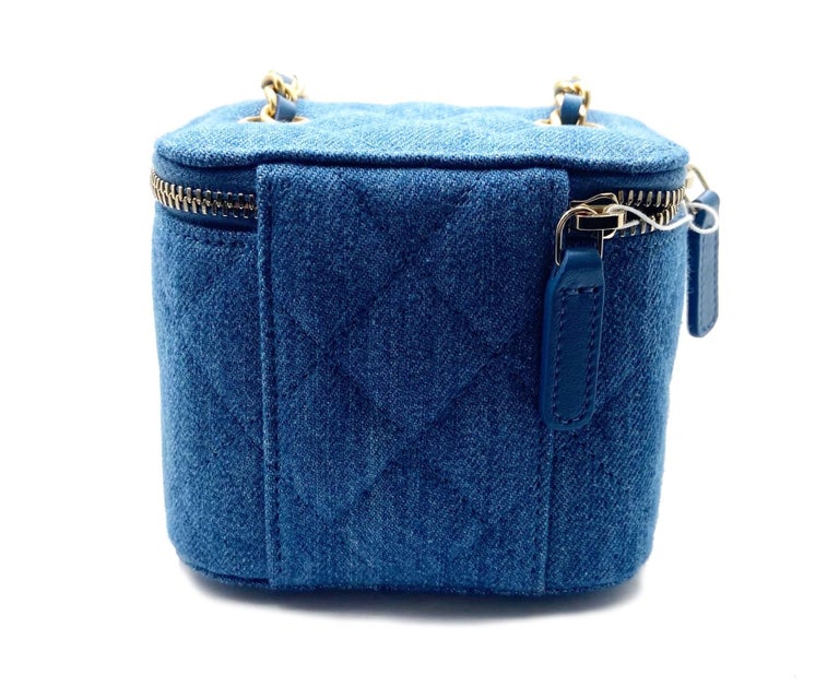 Chanel Brand New Classic Denim Pearl Crush Mini Vanity Case Crossbody Bag  at 1stDibs