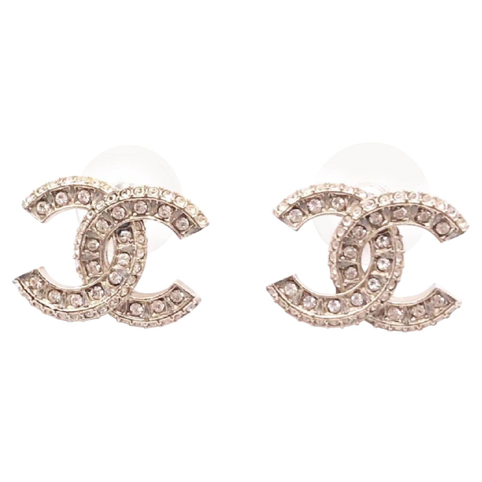 Chanel &New Classic Gold CC Crystal Block Pearl Piercing Orecchini