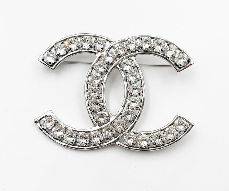 Chanel // Cruise 2014 Gold & Crystal Embellished CC Logo Brooch