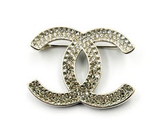 Chanel Brand New Classic Silver Grey Ombre Black Curve Brooch