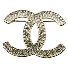 Chanel Brand New Classic Silver Grey Ombre Black Curve Brooch