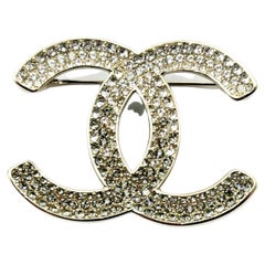 Chanel Brand New Classic Silver Grey Ombre Black Curve Brooch