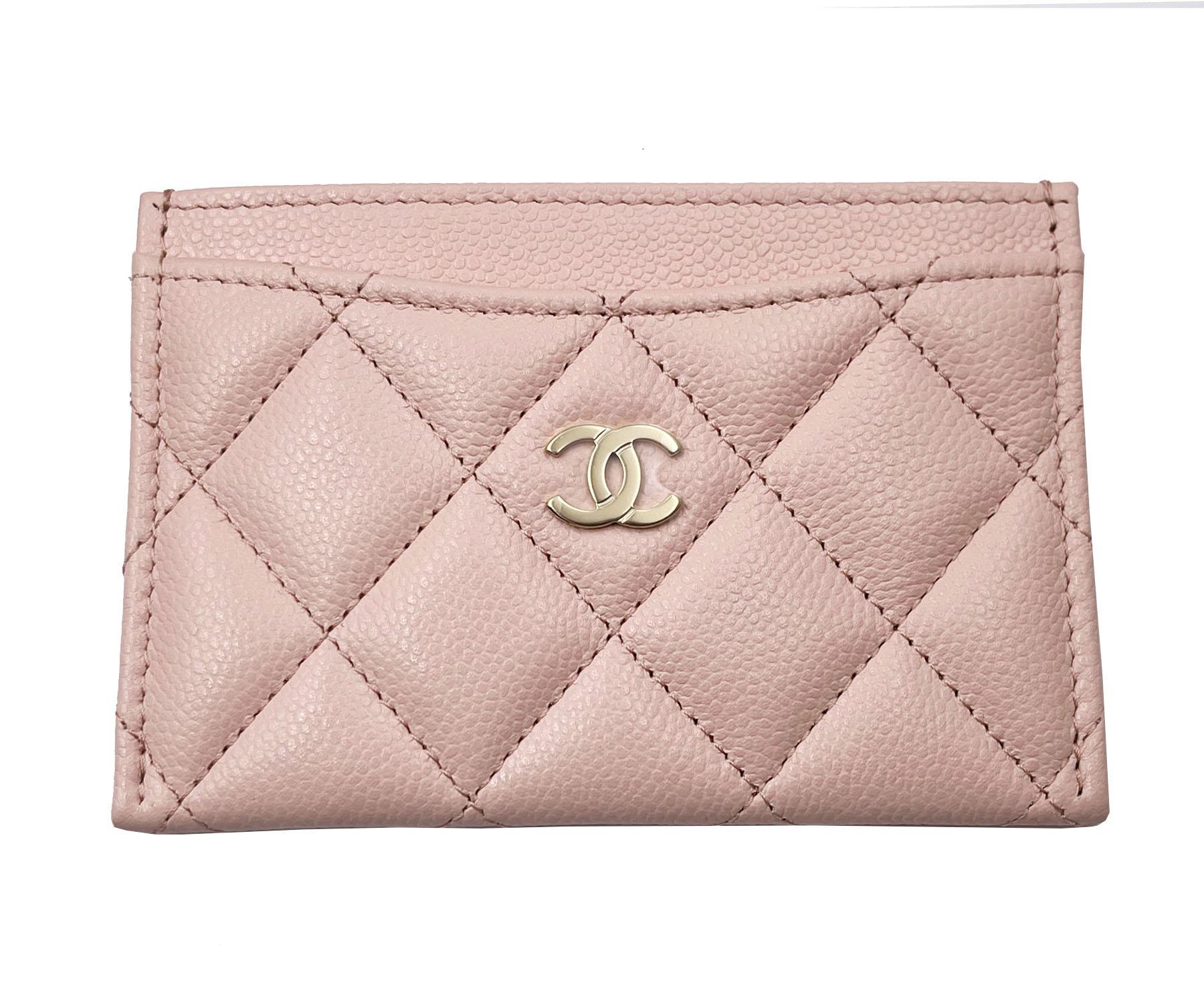 Chanel Brand New Gold CC Pale Pink Caviar Card Holder

*PKxxxxxx
*Made in Spain
*Comes with the original box, pouch, tag, booklet, ribbon and camellia
*Brand New 

-It is approximately 4.4