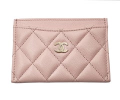 Chanel Brand New Gold CC Pale Pink Caviar Card Holder