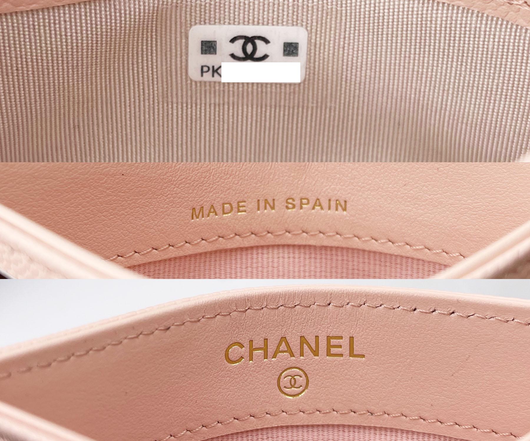 Chanel Brand New Gold CC Kartenetui in Blassrosa und Kaviar, brandneu  Damen im Angebot