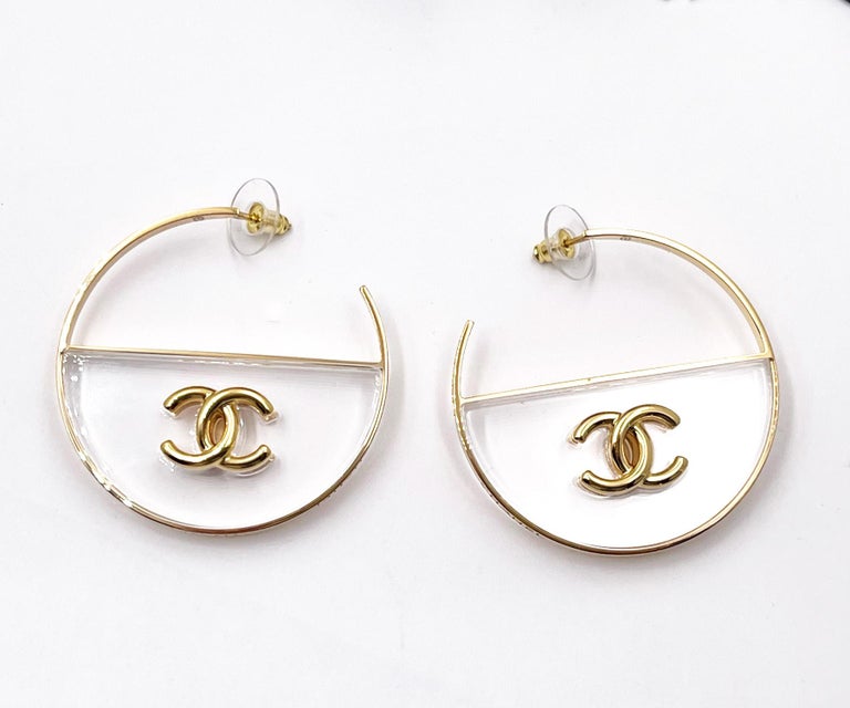 Chanel CC Half Hoop Drop Earrings at 1stDibs  chanel drop hoop earrings, chanel  hoop earrings, hoop chanel earrings