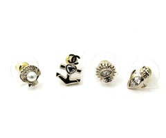 Chanel Brand New Rare Gold Anchor Fish 4 Small Piercing Earrings