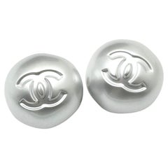 Chanel Brand New Silver Futurist Giant Piercing Earrings