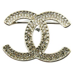 Chanel Brand New Silver Grey Ombre Black Curve Brooch