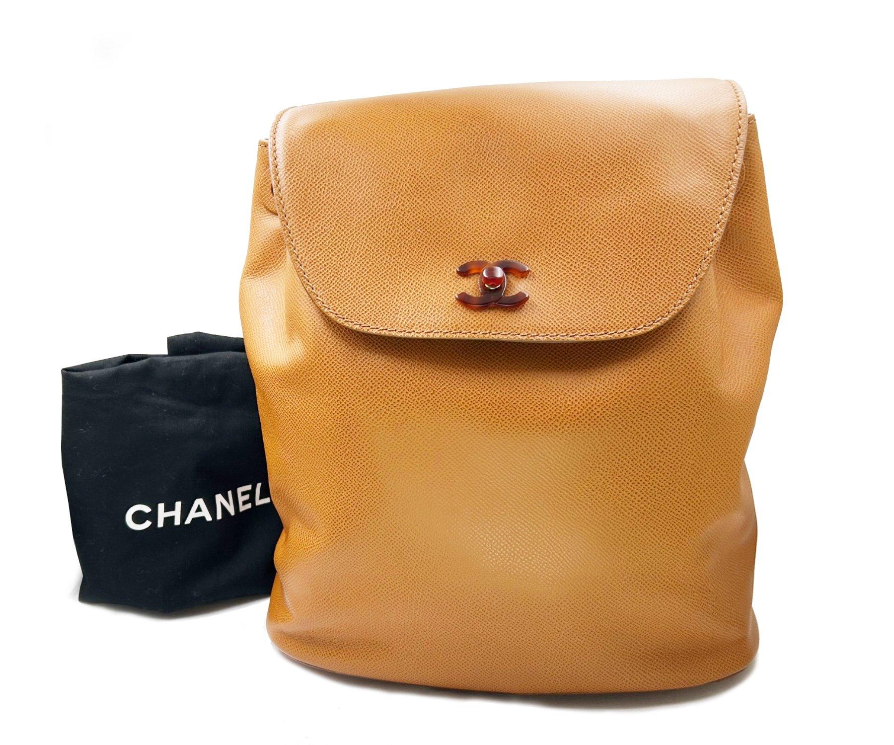 Chanel Brand New Vintage Brown Caviar Faux Tortoiseshell Backpack In New Condition For Sale In Pasadena, CA