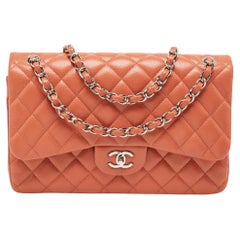 Chanel Brick Brown Quilted Caviar Leather Jumbo Classic Double Flap Bag