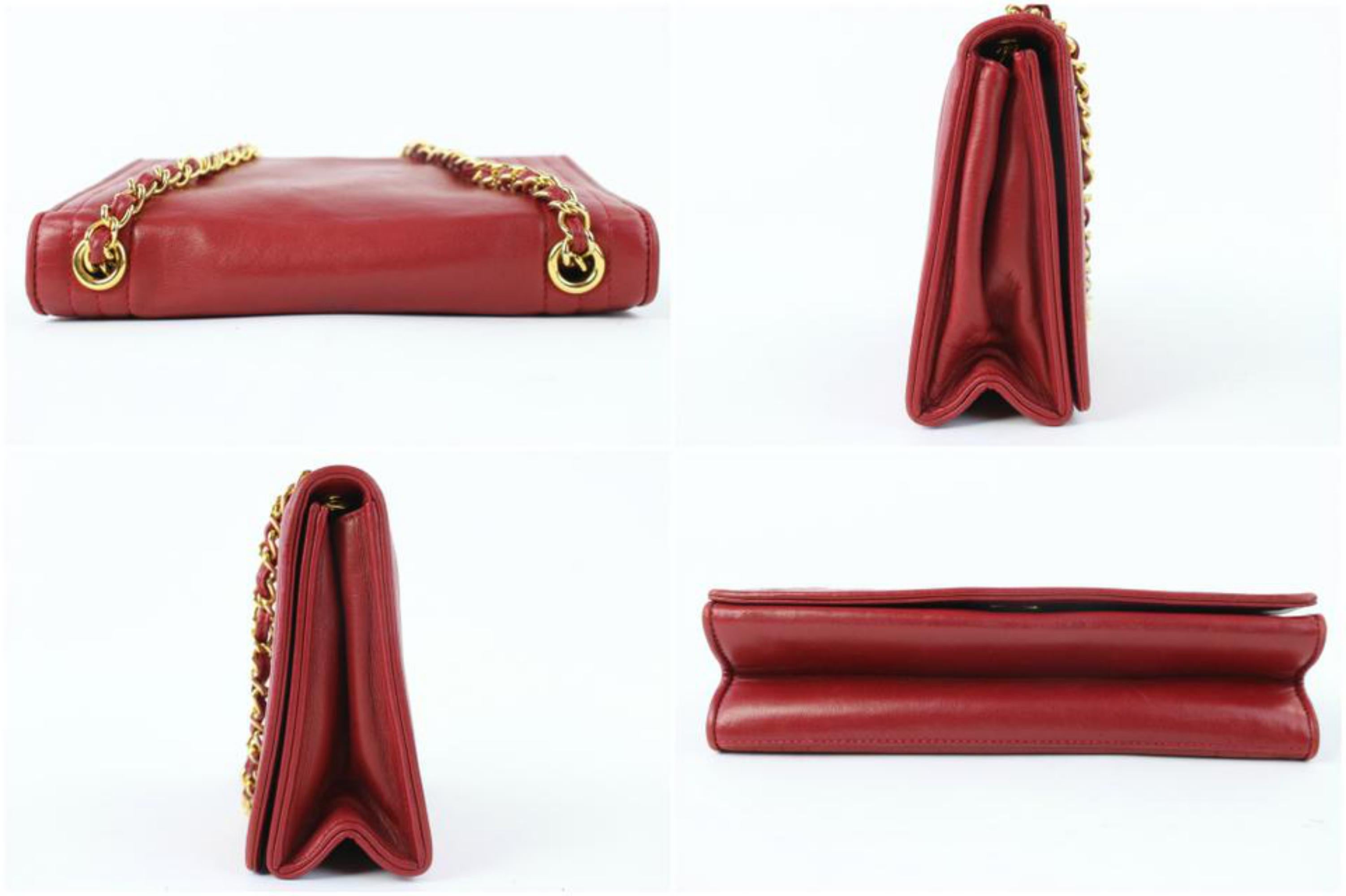 Chanel Brick Flap 05cz0717 Red Lambskin Shoulder Bag For Sale 6