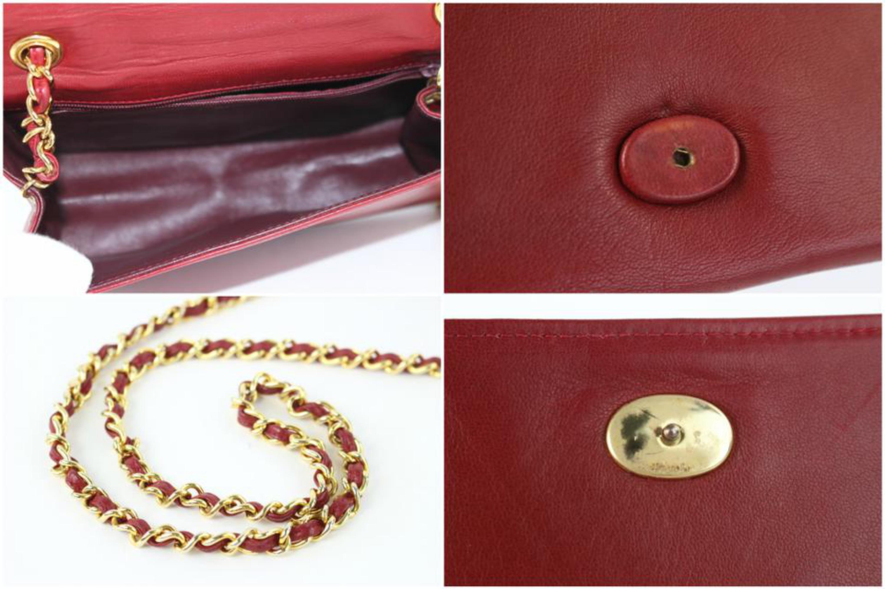 Women's Chanel Brick Flap 05cz0717 Red Lambskin Shoulder Bag For Sale