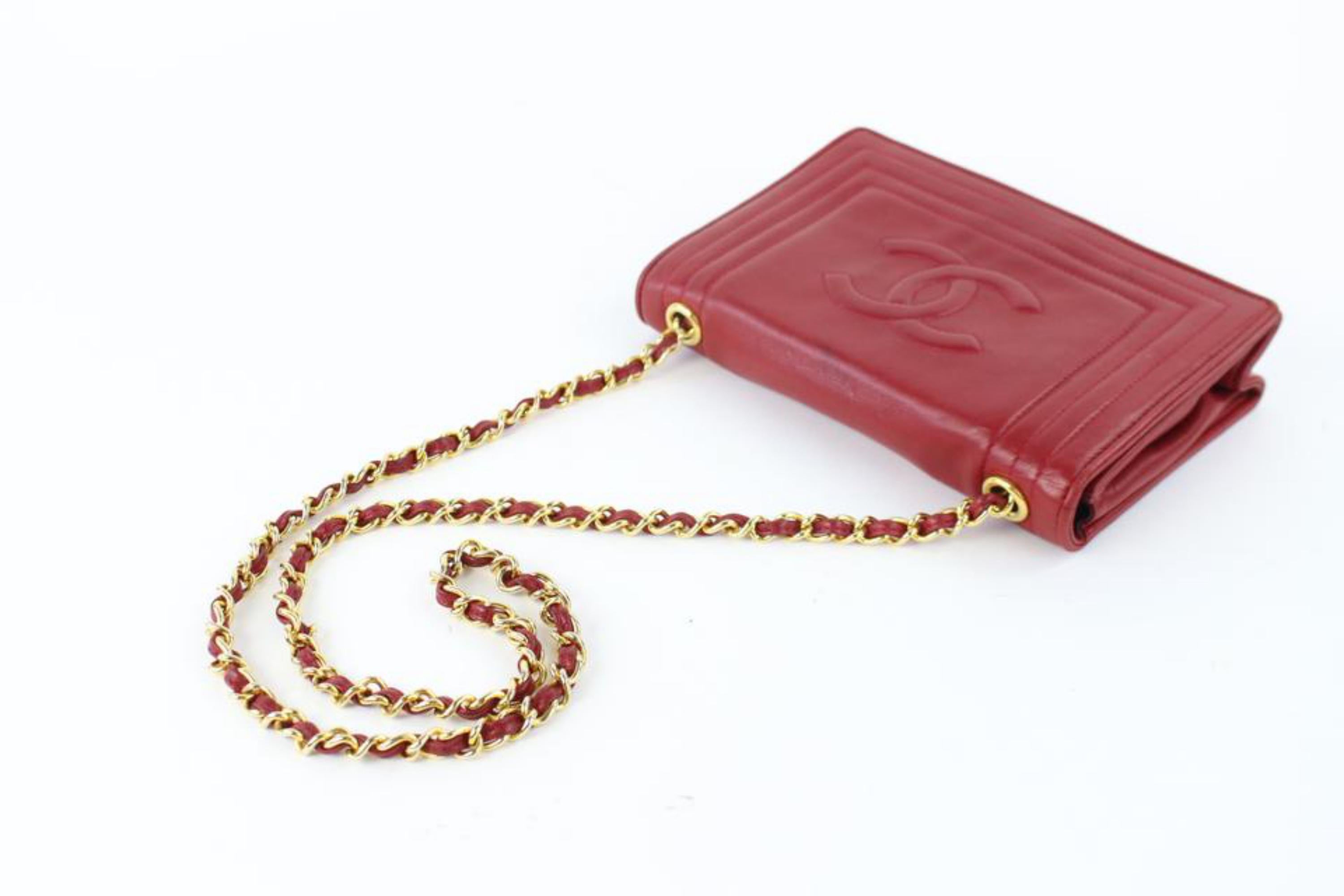 Chanel Brick Flap 05cz0717 Red Lambskin Shoulder Bag For Sale 1
