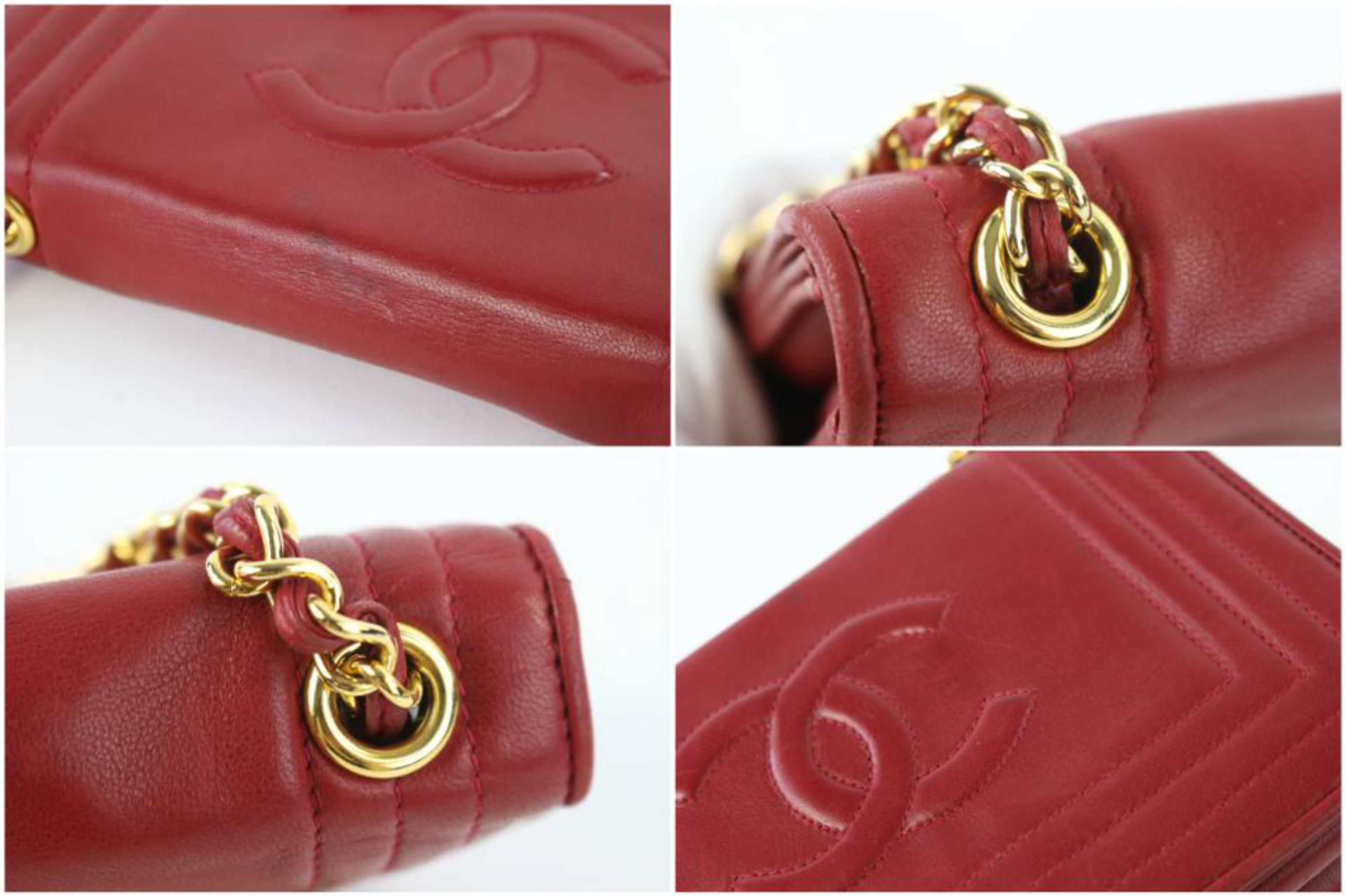 Chanel Brick Flap 05cz0717 Red Lambskin Shoulder Bag For Sale 4