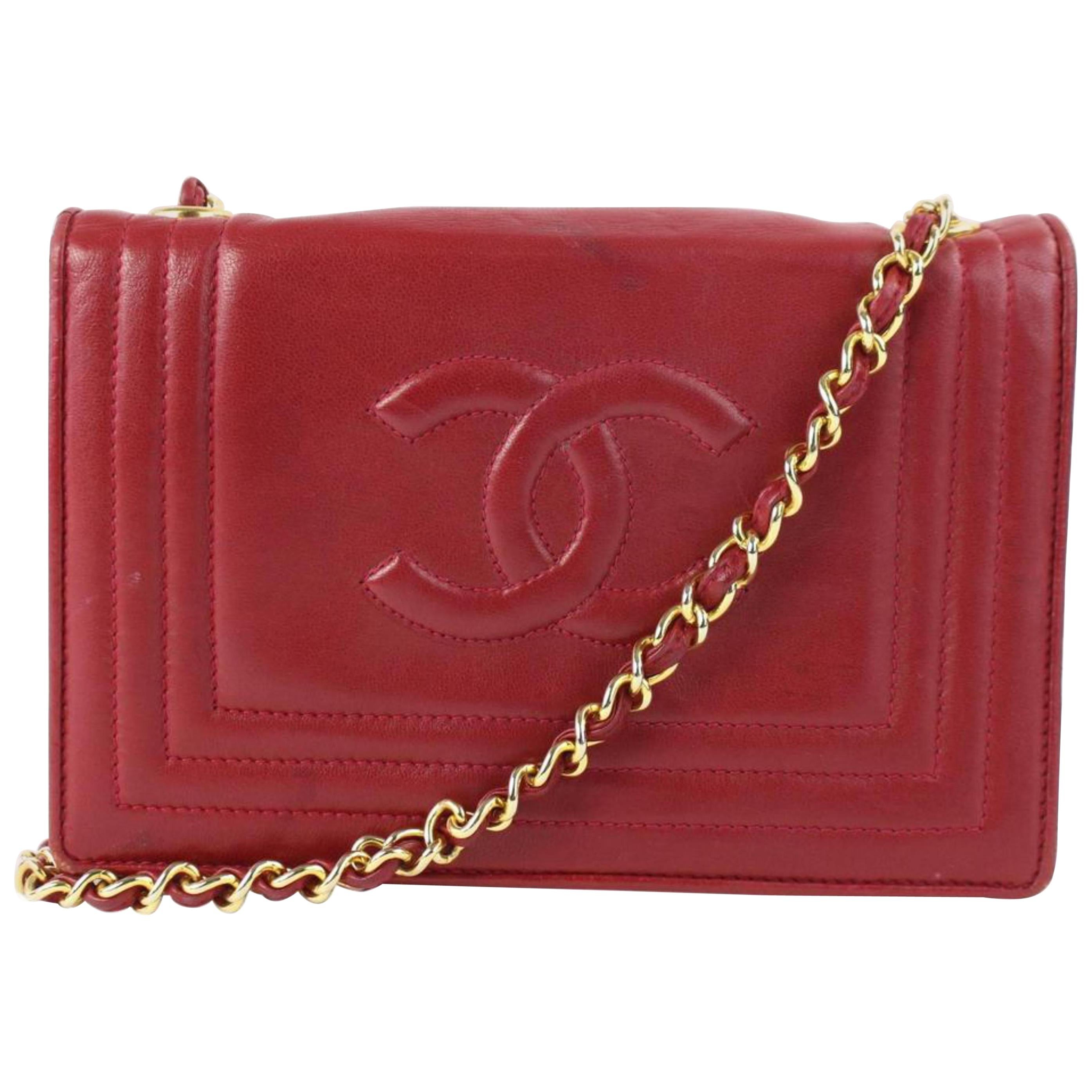 Chanel Brick Flap 05cz0717 Red Lambskin Shoulder Bag For Sale