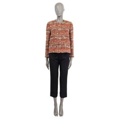 CHANEL brick red 2018 18K COLLARLESS TWEED Jacket 38 S