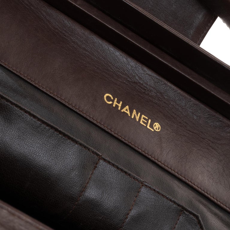 Chanel briefcase style handbag in brown quilted lambskin ! For Sale at ...