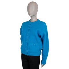 CHANEL bright blue wool 22B OVERSIZED KNIT Jacket 36 S
