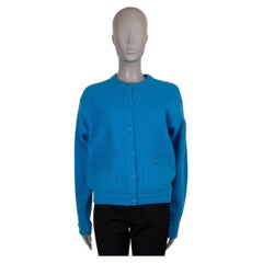 CHANEL bright blue wool 22B OVERSIZED KNIT Jacket 36 S