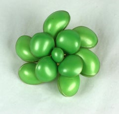 Maison Gripoix for Chanel Bright Lime Nacre Camellia Pendant Brooch